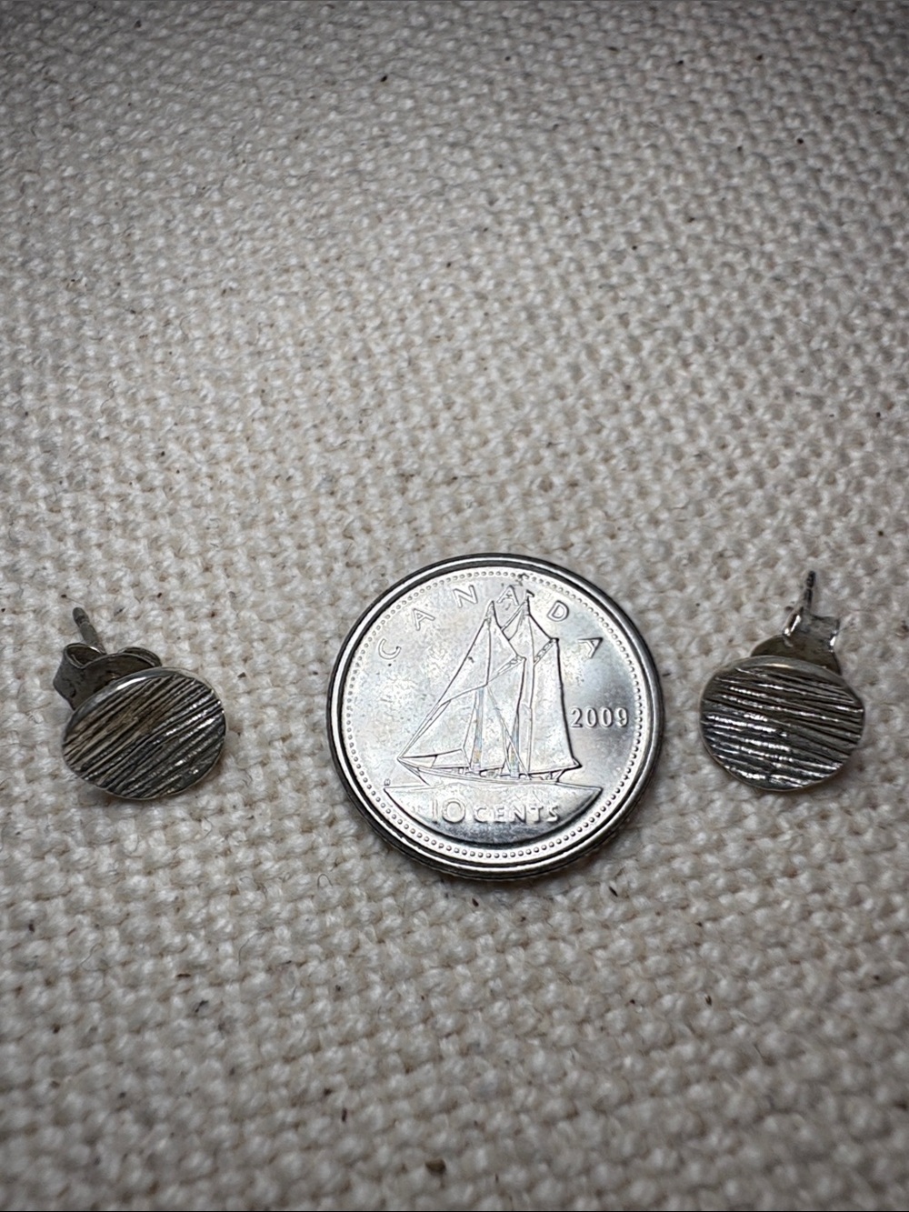 Silver Textured Disc Stud Earrings